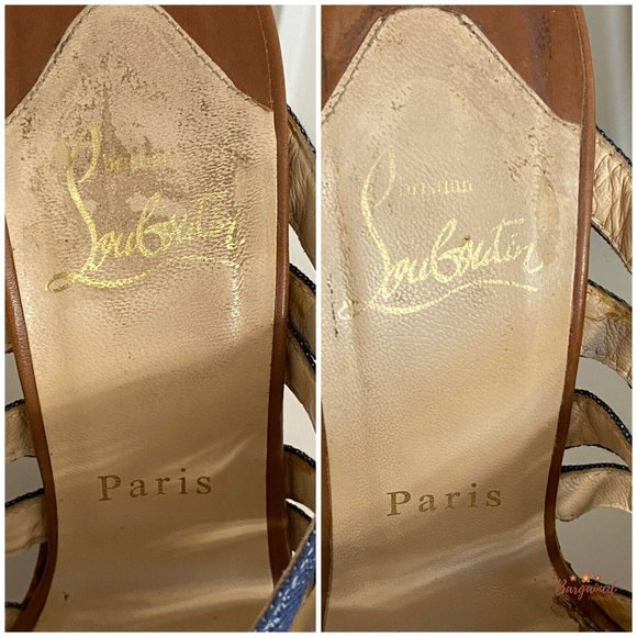 Authentic Christian Louboutin Denim Corniche Ribbon Sand Wedges Sandals 36/6 - Picture 7 of 13